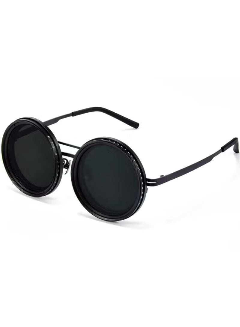 9 Gear Adjustable Tint Round Polarized Sunglasses