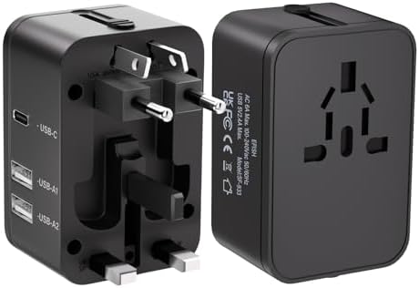 1pc Universal Travel Adapter With Dual USB Ports, 110V-240V Input, US/EU/UK/AU Plugs