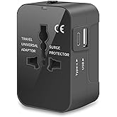 1pc Universal Travel Adapter With Dual USB Ports, 110V-240V Input, US/EU/UK/AU Plugs