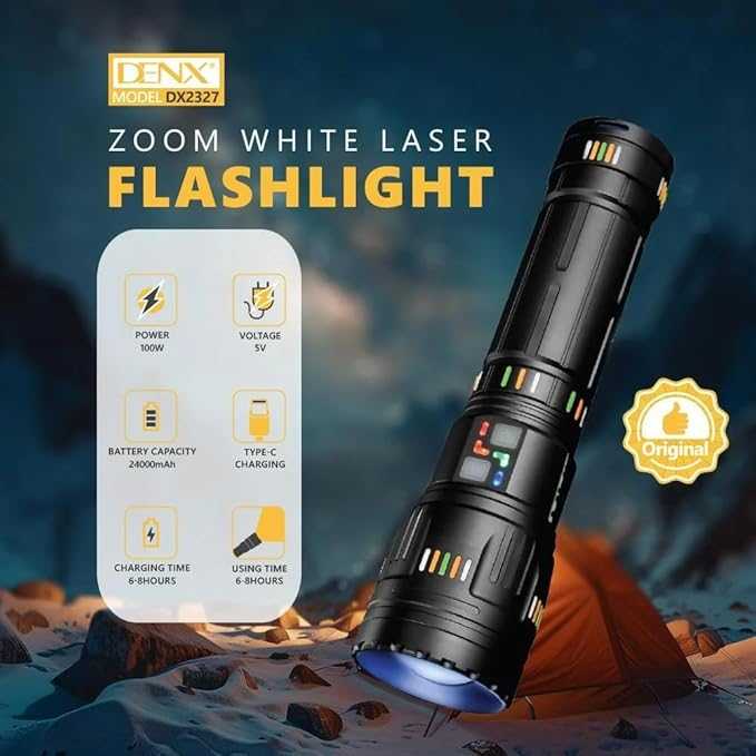 DENX Zoom White Laser Flashlight DX2327