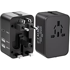 1pc Universal Travel Adapter With Dual USB Ports, 110V-240V Input, US/EU/UK/AU Plugs