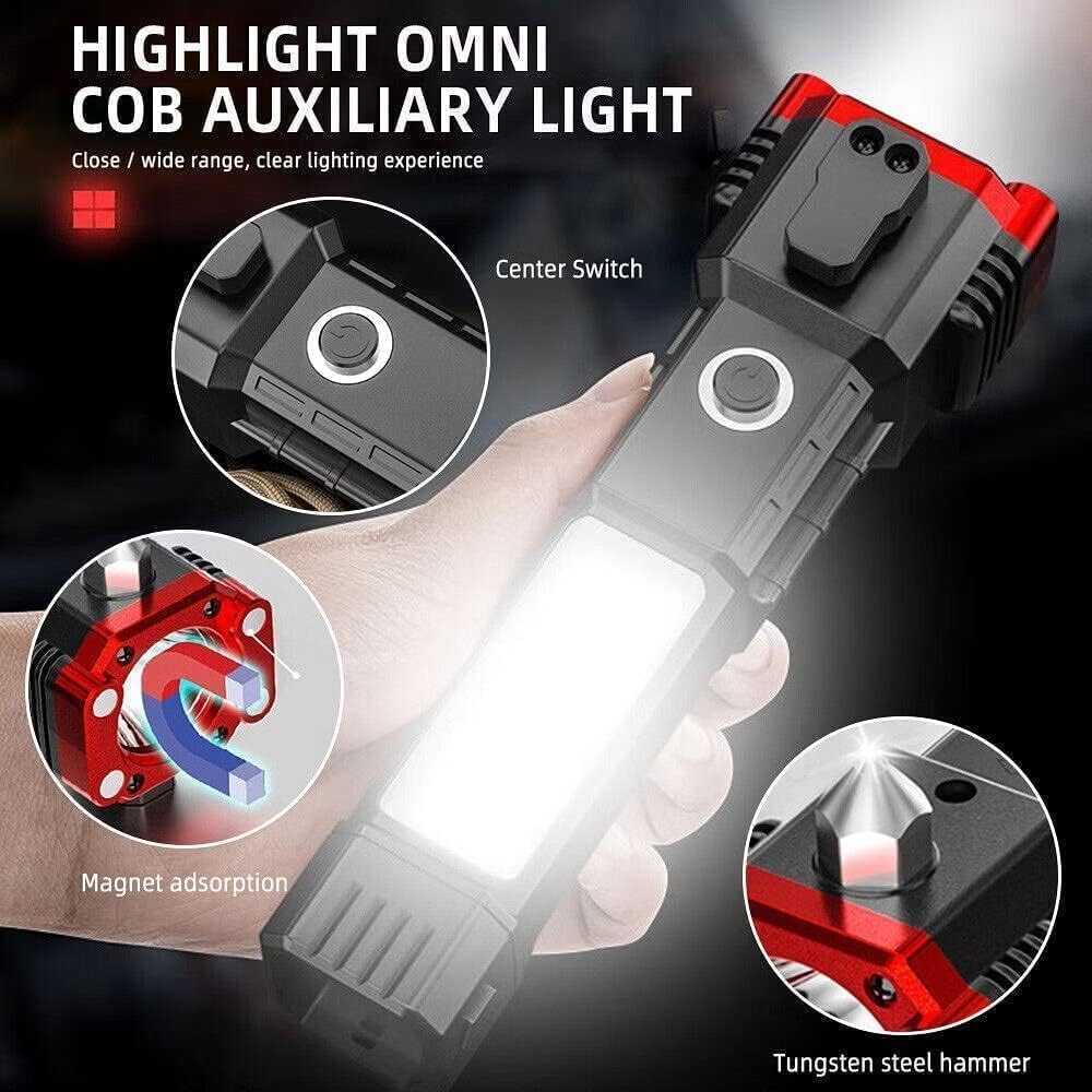BRITSPEAR 8 in 1 LED 3W Torch Light Rechargeable Flashlight