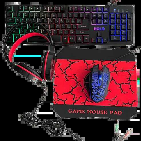 4 in 1 Gaming keyboard, headset with microphone, mouse, and mouse pad