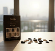 Febble - Elegant Black Nude Oval Nails