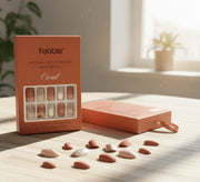 Febble - Peach Nude with Silver Sparkle Press-On Nails