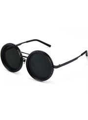 9 Gear Adjustable Tint Round Polarized Sunglasses