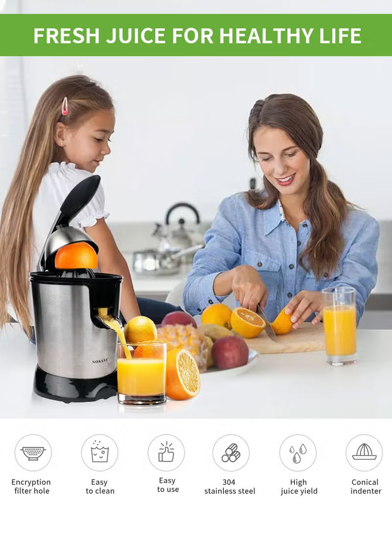 Electric Citrus Juicer 350W – Stainless Steel Orange & Lemon Juice Extractor