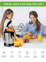 Electric Citrus Juicer 350W – Stainless Steel Orange & Lemon Juice Extractor