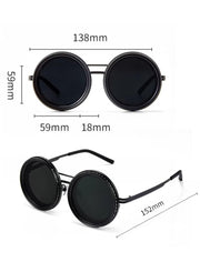 9 Gear Adjustable Tint Round Polarized Sunglasses